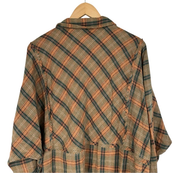Heyson Oversized Plaid Button Down Shirt Brown size 2X NWT Long Sleeves - Picture 6 of 12